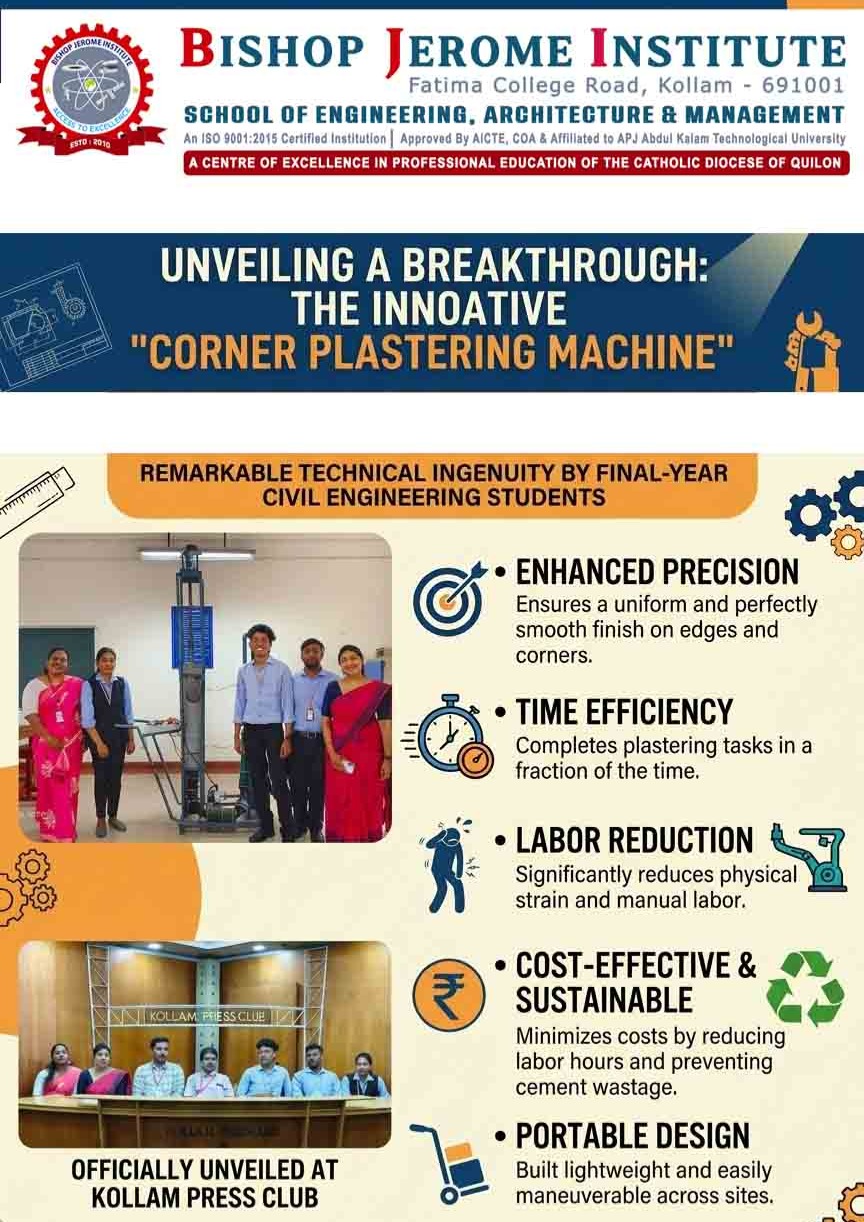 Innovation at BJI: Civil Engineering Students Develop Revolutionary ‘Corner Plastering Machine